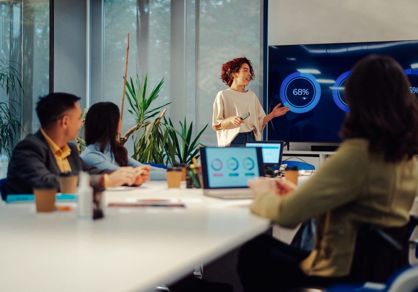 Hispanic,Latino,Woman,Team,Leader,Presenting,Project,To,Its,Diverse